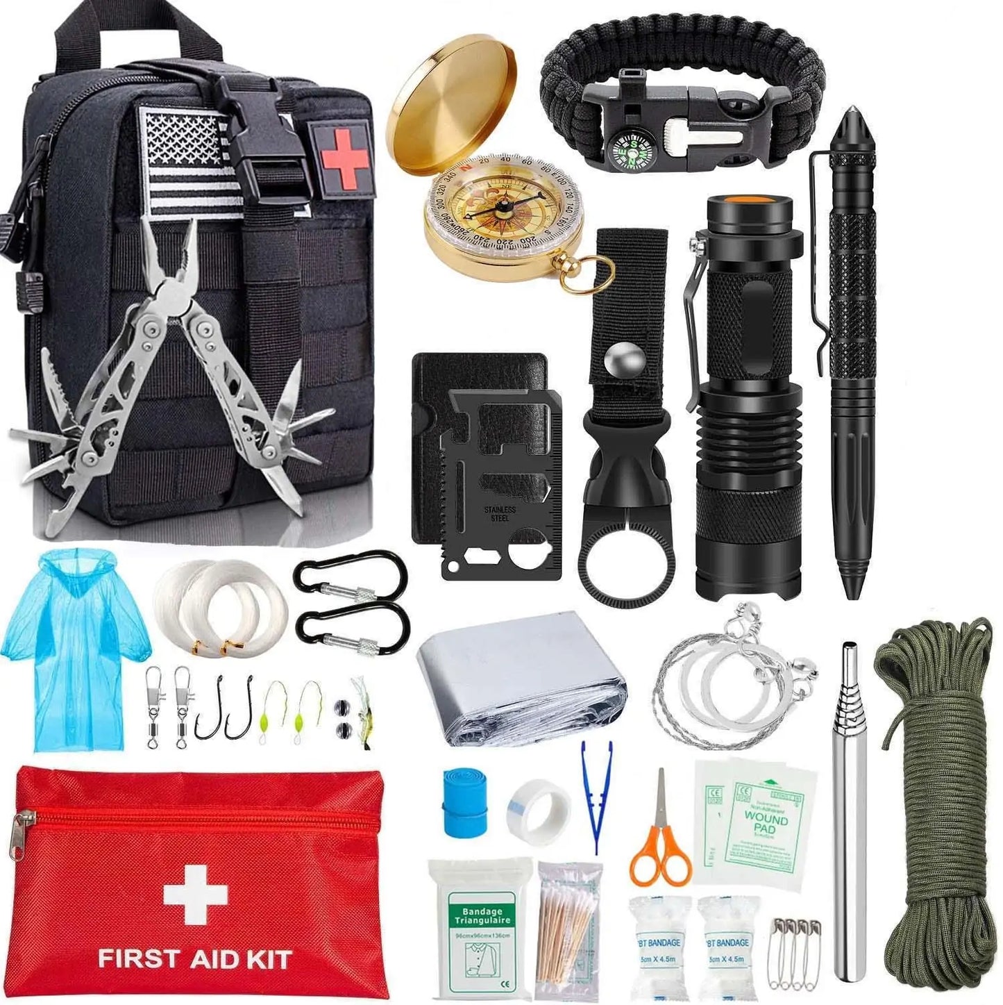 EDC Survival Gear Tool Kit 47 IN 1 Emergency SOS Survival Tools