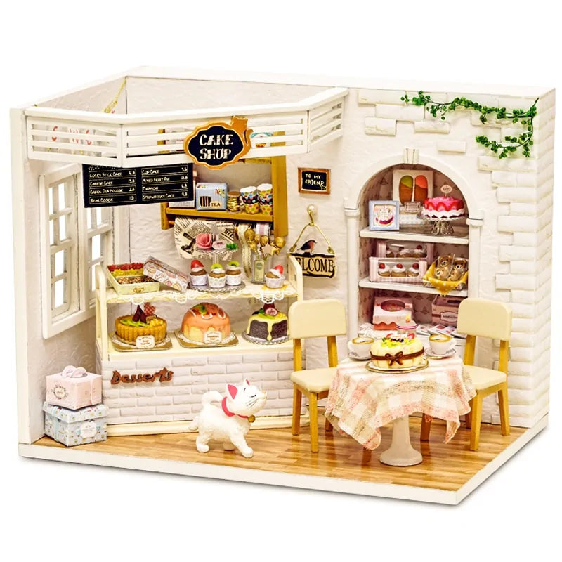 DIY Wooden Dollhouse Kit with Furniture
