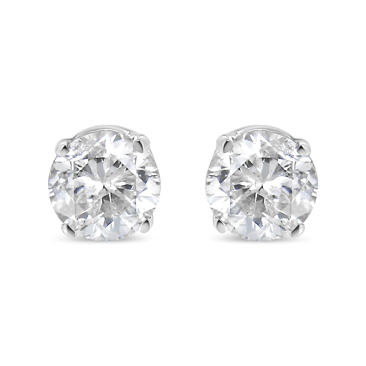 14K White Gold 1/6 Cttw Round Brilliant-Cut Near Colorless Diamond Classic 4-Prong Stud Earrings (H-I Color, I1-I2 Clarity)