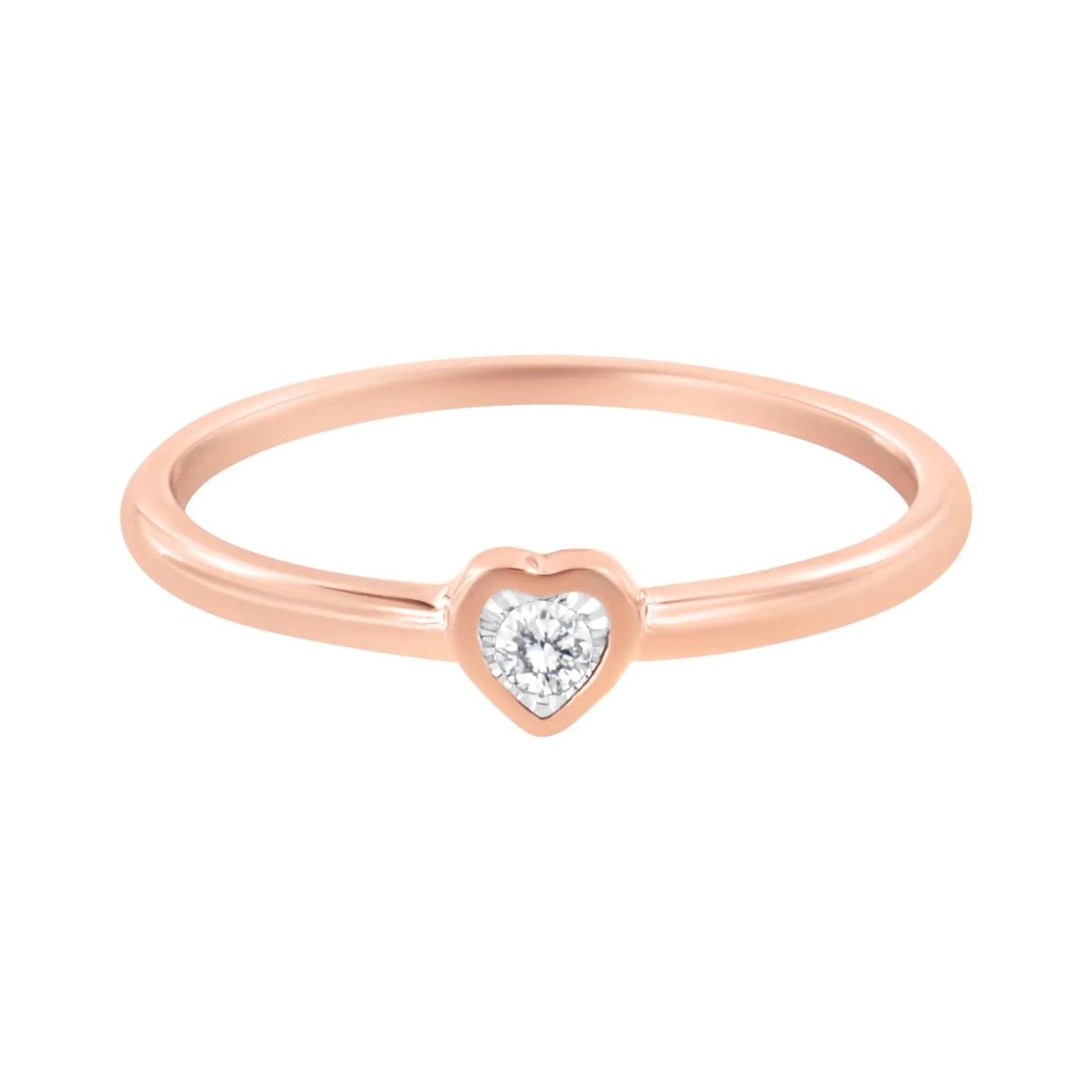 14K Rose Gold Plated .925 Sterling Silver Miracle Set Diamond Accent Heart Shaped Promise Ring (J-K Color, I1-I2 Clarity)