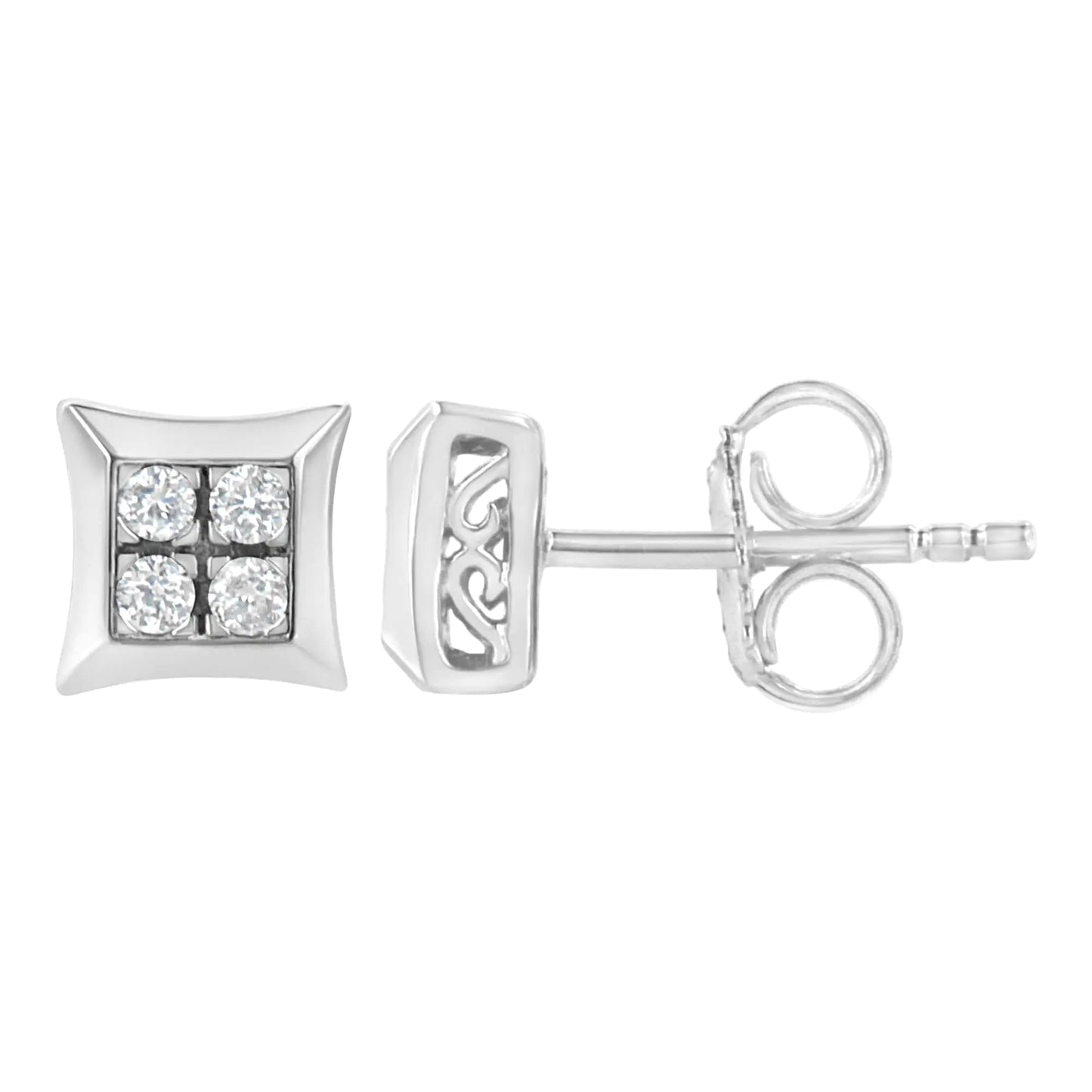 .925 Sterling Silver 1/4 cttw Lab Grown Diamond Kite Earring (F-G Color, VS2-SI1 Clarity)