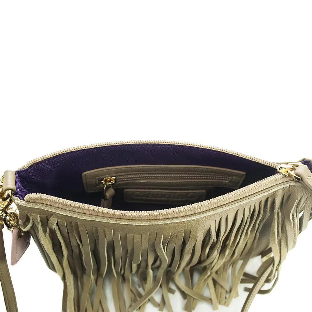 Willow Fringe Leather Handbag-Tan
