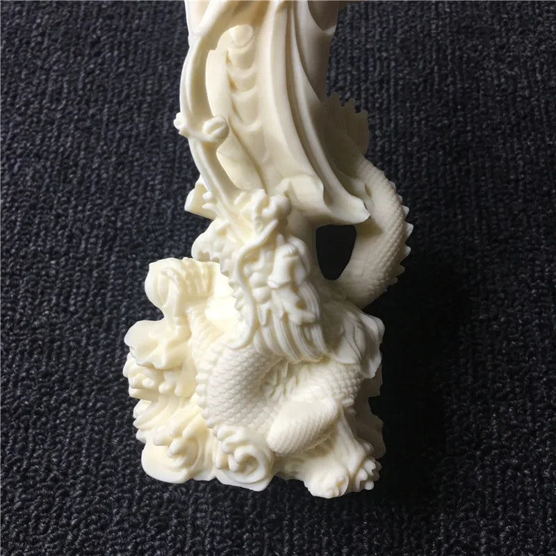 White Dragon Guanyin Statue 17cm