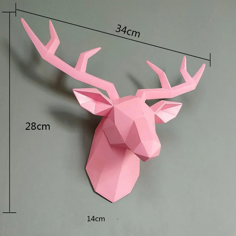 Modern 3D Deer Head Wall Sculpture