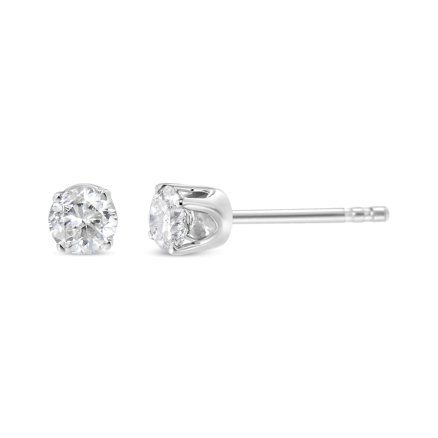 .925 Sterling Silver 3/8 Cttw Round Brilliant-Cut Diamond Classic 4-Prong Stud Earrings (I-J Color, I1-I2 Clarity)