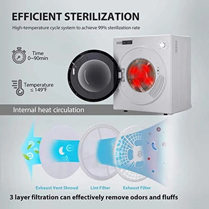 VIVOHOME 110V 1500W Electric Compact Portable Clothes Laundry Dryer Machine for Apartment 3.5 cu.ft 13lbs