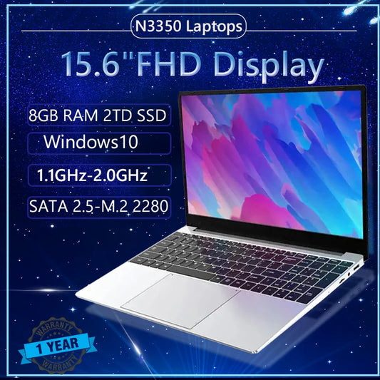15.6Inch Laptops 8GB RAM 2.4Ghz 2TB SSD Windows 10/11 Notebook With Camera Student Office Gaming Laptop PC BT4.0 WiFi