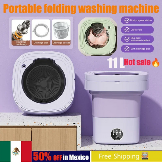 6L 11L 13L  Portable Folding Washing Machine Clothes Spin Dryer Bucket Underwear Socks Ultrasonic Travel Large Capacity Washer