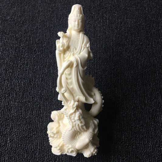 White Dragon Guanyin Statue 17cm