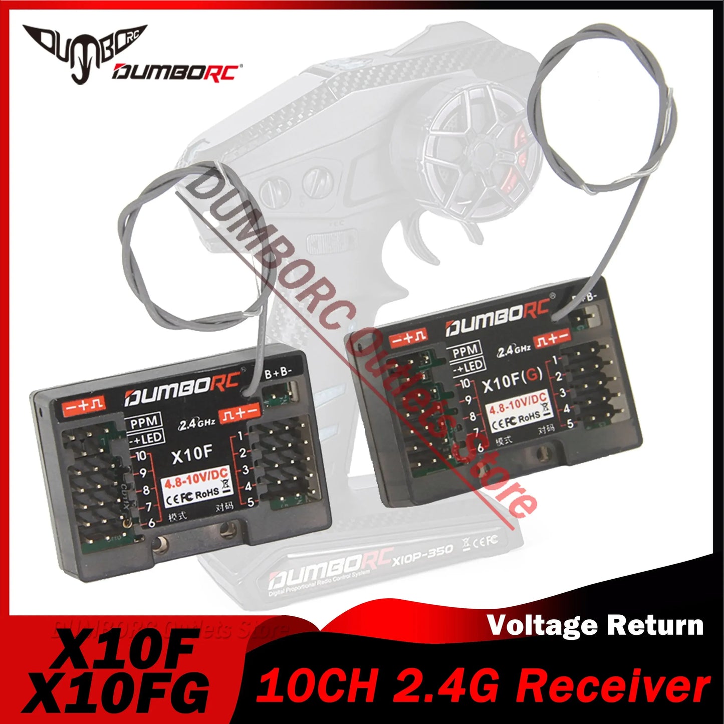 DUMBORC X10F X10FG 10CH 2.4G RC Receiver