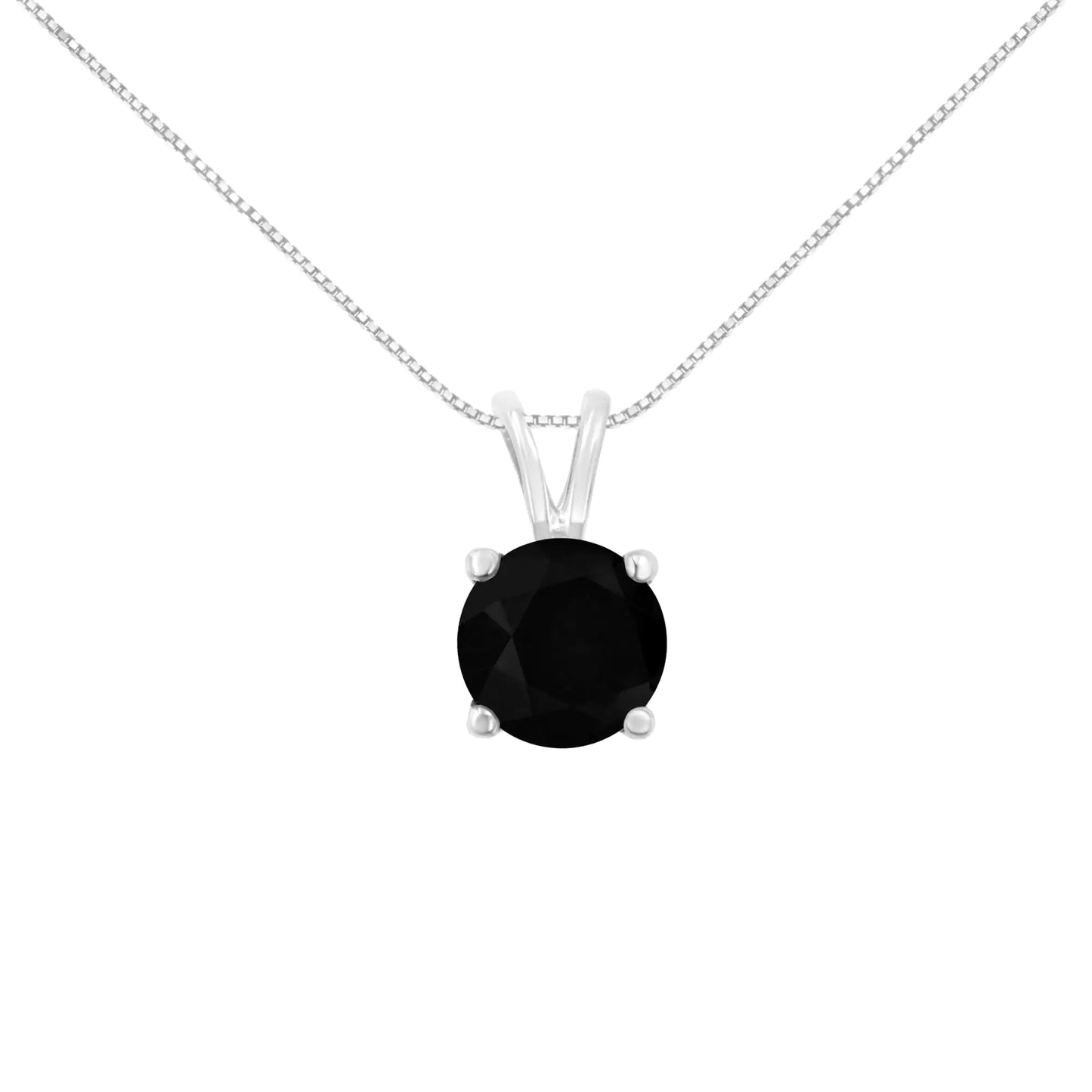 .925 Sterling Silver Treated Black Round-Cut Solitaire 4-Prong Set Diamond 18" Pendant Necklace
