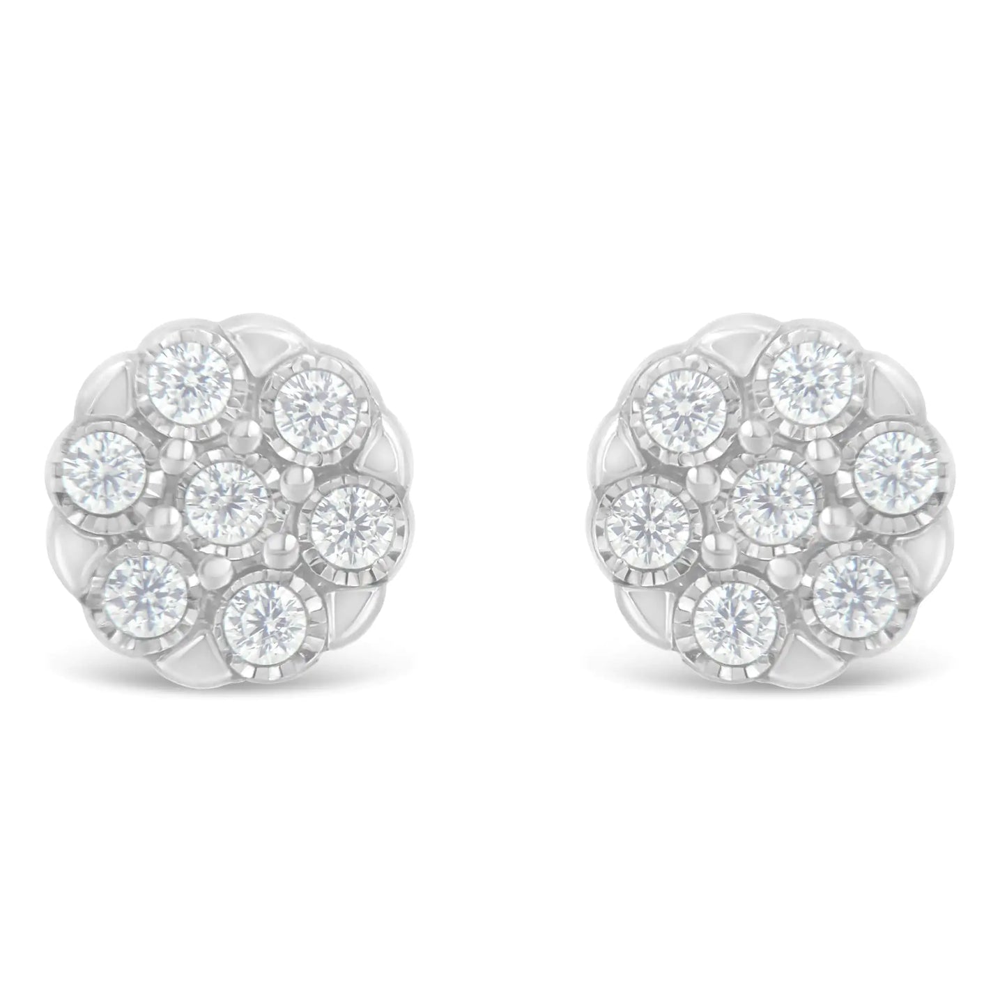 Sterling Silver Rose-Cut Diamond Floral Cluster Stud Earring (0.25 cttw, I-J Color, I2-I3 Clarity)