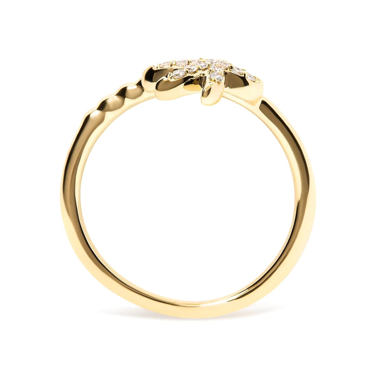 10K Yellow Gold 1/10 Cttw Diamond  Palm Tree Statement Ring (H-I Color, I1-I2 Clarity)